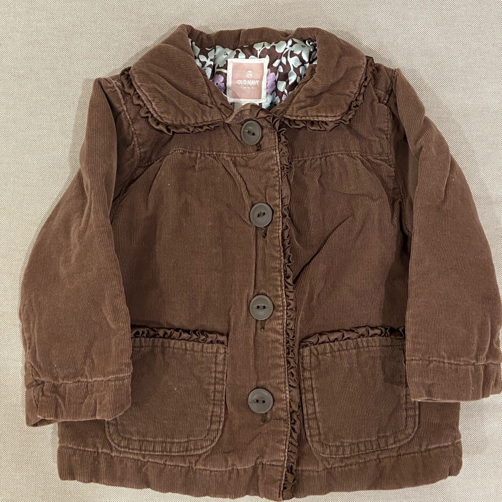 Old Navy Brown Pea Coat with Peter Pan Collar and A-line Fit